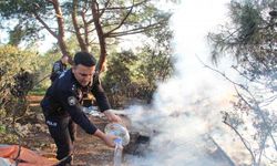 Su dolu bidonlarla alevlerin ormana sıçraması önlendi