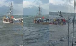 Antalya'da bir teknenin batış anı...