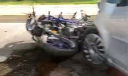Otomobille motosiklet çarpıştı: 1 yaralı
