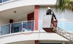 Yangında balkonda mahsur kalan köpeği itfaiye kurtardı