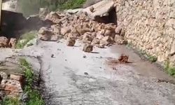 Alanya'da toprak kayması kamerada