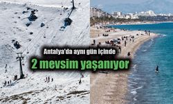 Antalya'da sahilde deniz, zirvede kayak keyfi