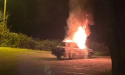 Park halindeki araç alev alev yandı