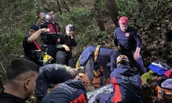 Uçurumdan düşen kazazedeyi ekipler kurtardı