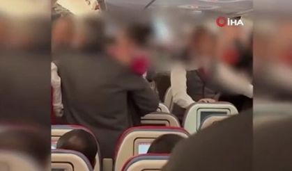 THY uçağında yolcular arasında kavga: O anlar kamerada