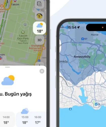 Yandex Maps'e gerçek zamanlı hava durumu tahminleri geldi