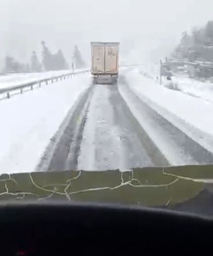 Antalya- Konya yolunda kar yağışı