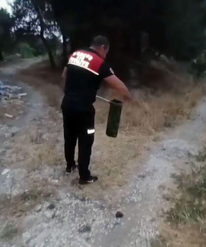 Evin bodrumuna giren yılan itfaiye tarafından yakalandı