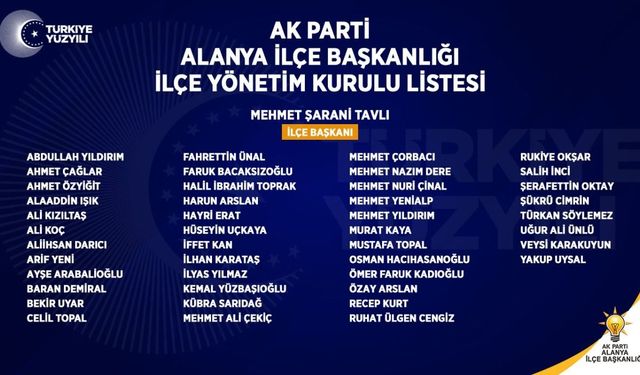 AK Parti Alanya ilçe yönetimi belli oldu!