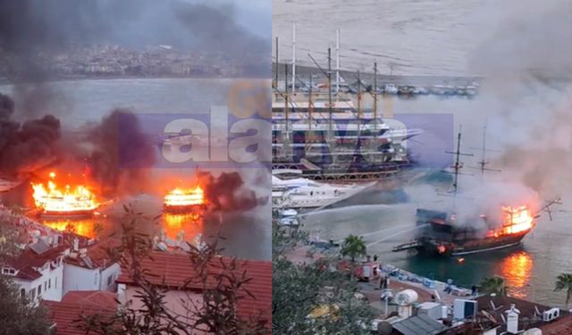 Alanya'da iki tur teknesi cayır cayır yandı!