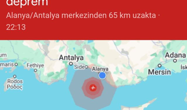 Alanya'da deprem: 4.8 büyüklüğünde