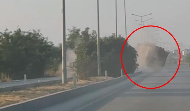 Trafikte şoförünün kontrolsüz ilerlediği tomruk yüklü TIR, refüje devrildi