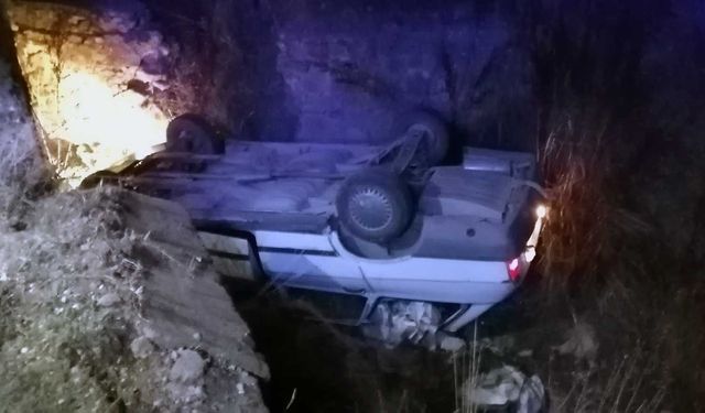 Köpeğe çarpmamak için manevra yapınca otomobiliyle kanala düştü