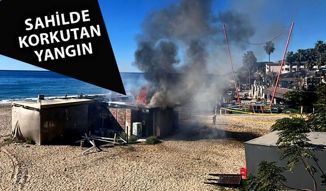 Alanya'da sahilde büfe yandı