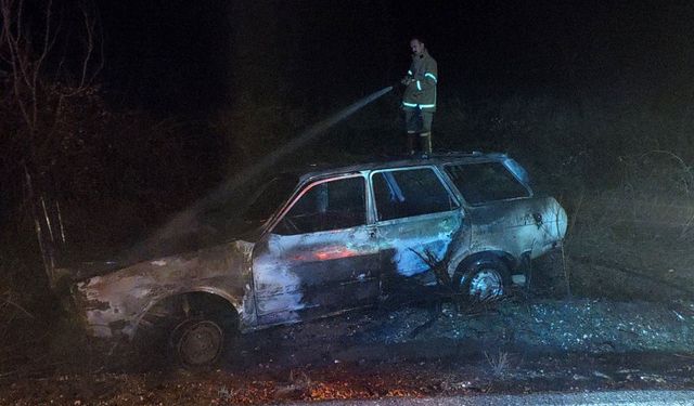 Park halindeki otomobil yandı