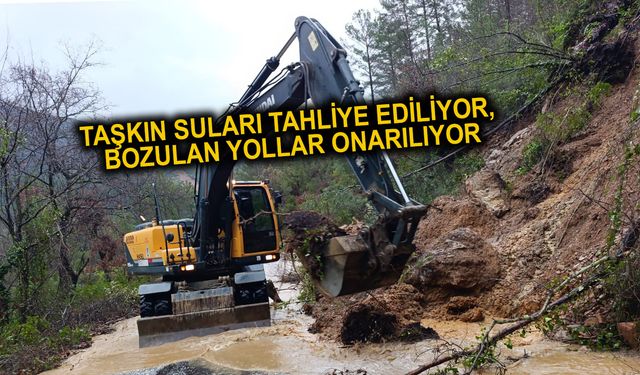Büyükşehir ekipleri Alanya'da yağışın izlerini siliyor