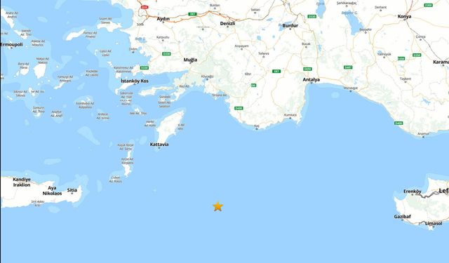 Akdeniz'de 4.5 büyüklüğünde deprem