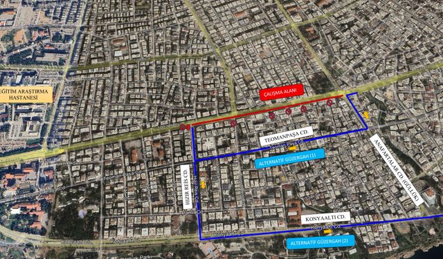 Antalya 100. Yıl Bulvarı'nda, asfaltlama kapaması