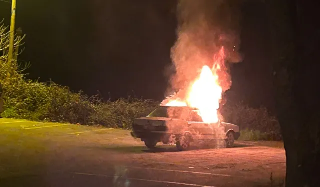 Park halindeki araç alev alev yandı