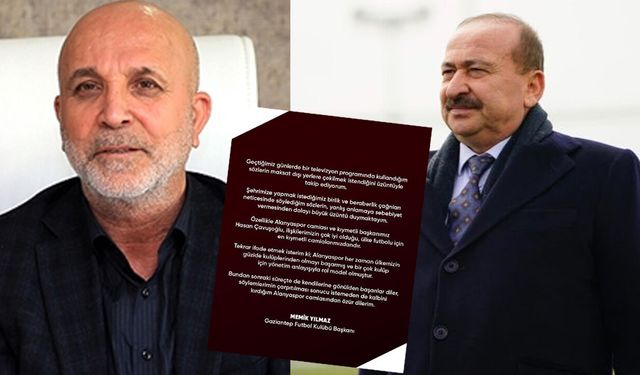 Gaziantep FK Başkanı Melik Yılmaz, Alanyaspor’dan özür diledi