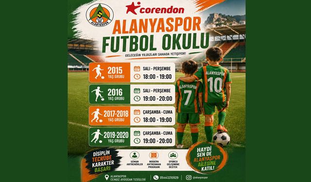 Alanyaspor Futbol Okulu kayıtları devam ediyor