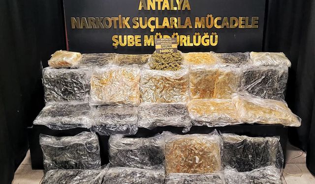 Antalya'da büyük operasyon: 34 kilo skunk ele geçirildi
