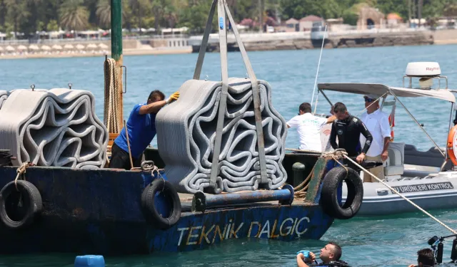 Antalya'da yapay resifler denizle buluştu