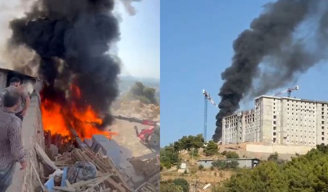 Alanya'da üniversite inşaatında yangın