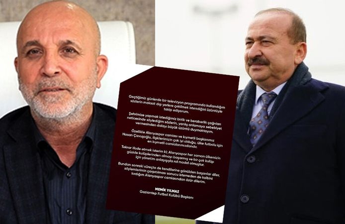 Gaziantep FK Başkanı Melik Yılmaz, Alanyaspor’dan özür diledi