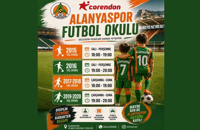 Alanyaspor Futbol Okulu kayıtları devam ediyor