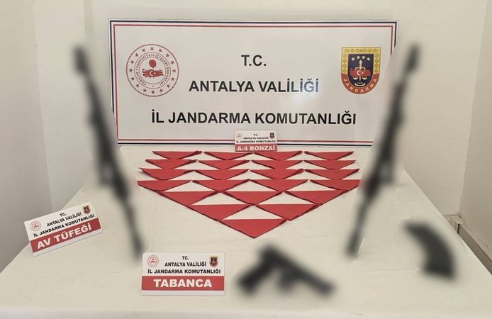 Antalya'da operasyon: 1 kilo sentetik madde ve silahlar ele geçirildi