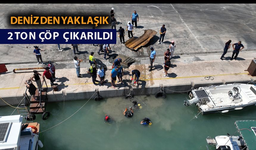 Antalya Balıkçı barınağında deniz dip temizliği