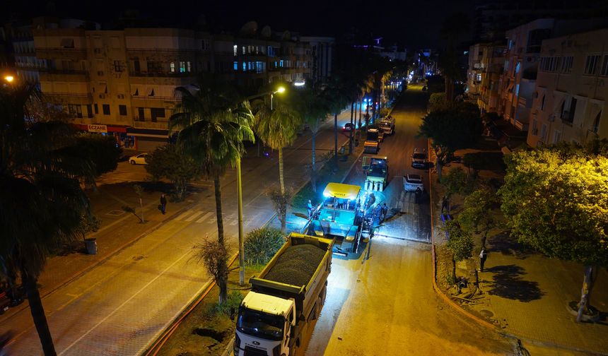 Alanya'nın o caddesinde sıcak asfalt çalışmaları tamamlandı