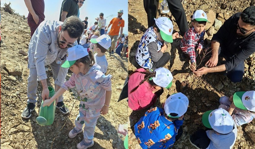 ALKÜ’lü minikler fidan dikip çilek topladı