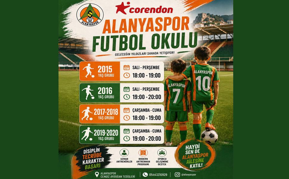 Alanyaspor Futbol Okulu kayıtları devam ediyor