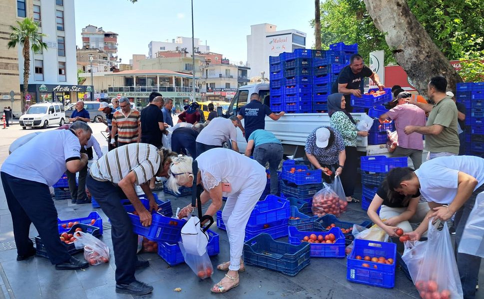 Antalya'da alıcı bulamadığı 4 ton domatesi ücretsiz dağıttı